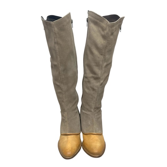 Diba True Santa Cruza Suede and Leather knee high boots dust gray cognac tan 8.5 - Picture 8 of 14